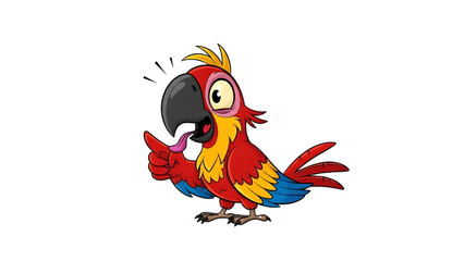 Obraz premium Cartoon Red Macaw Parrot Giving Thumbs Up isolated PNG with Transparent Background