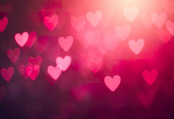 Background of small pink hearts on a gradient. The concept of Valentine's day.