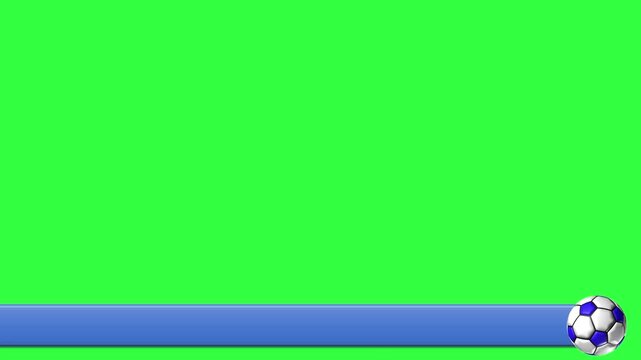 Blue lower third with rotating ball and green screen.