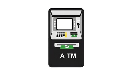 ATM Machine Illustration &ndash; Cash Withdrawal & Banking Concept Icon