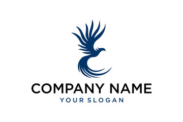 Stylized Blue Phoenix Bird Logo Design for Corporate Branding