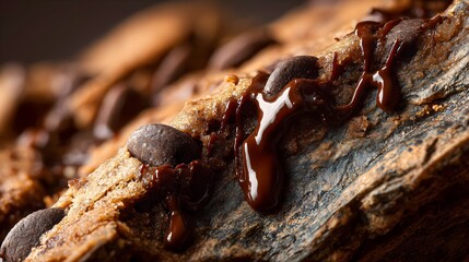 Delicious chocolate chip cookie close