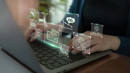 Analyzing environmental data and innovative carbon reduction strategies come to life in this thought-provoking image.