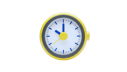 Yellow Clock Showing Time on White Background