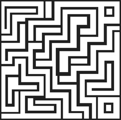A Minimalist Black and White Maze or Labyrinth Design Abstract Geometric Pattern with Zigzag Lines Vector Illustration for Brain Teasers Games.