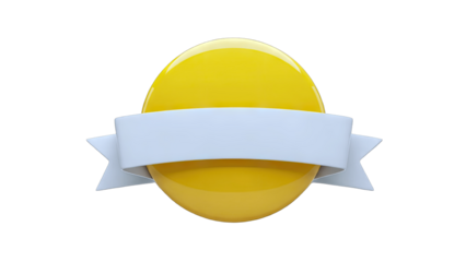 Yellow egg sitting under blue ribbon