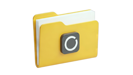 Yellow Folder with Loading Icon on White Background
