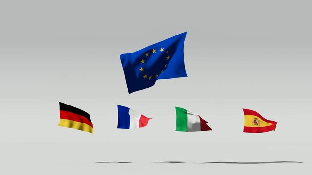 Europe Flags With Major Countries