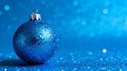Fototapeta premium Sparkling Blue Christmas Ornament Festive Holiday Decoration for Winter Season Marketing Campaigns