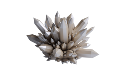 Geometric cluster of light beige crystalline mineral isolated on solid white background Png
