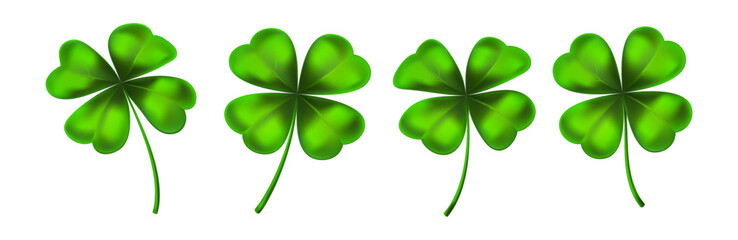 Set of Green Shamrock Leaves &ndash; Lucky Clover Collection Vector