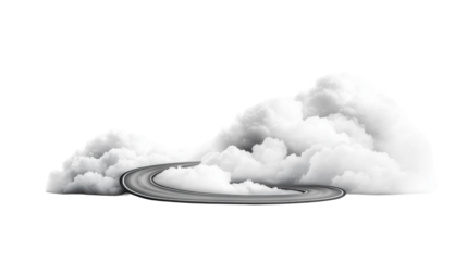 Curving Road Through Clouds on a Transparent Background