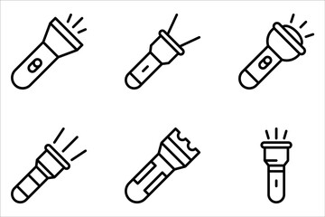 flashlight icon set, vector design template on white background
