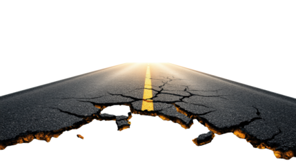 Cracked Road on Transparent Background