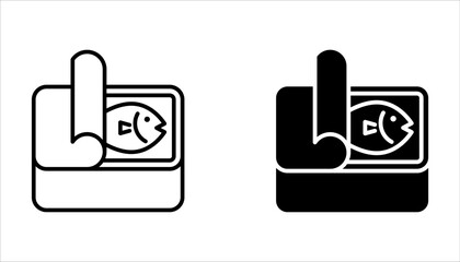 canned food icon set, tuna, meat, pack,  tin can, Editable stroke on white background