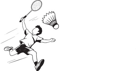 Badminton Player In Action Vector