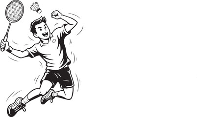 Badminton Player In Action Vector