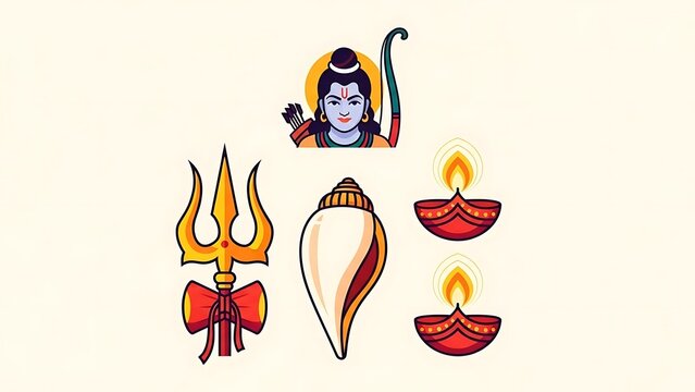 Illustration of hindu religious symbols