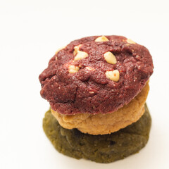 Stack of Assorted Gourmet Cookies on White Background