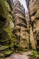 Sandstone rocks in Adrspach-Teplice Rocks park near Teplice nad Metuji town in Czech Republic