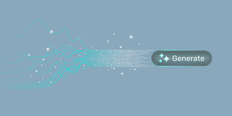 Generative AI. Abstract stream information with line and dot. Big data, AI, data transfer, data flow, large language model, Machine learning technology concept © Seanprai