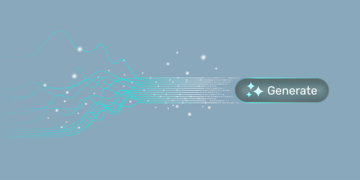 Generative AI. Abstract stream information with line and dot. Big data, AI, data transfer, data flow, large language model, Machine learning technology concept