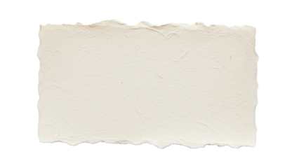 Rough handmade paper texture isolated PNG, natural fiber paper sheet with deckle edge on transparent background for graphic design and collage