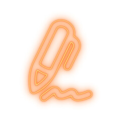 Orange Fountain Neon Icon on Transparent Background.Neon UI Signature and Approval Symbol for Modern Business Graphics