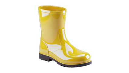 Yellow Rain Boot Isolated on White Background