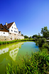 Obraz premium View of historic buildings in the town of Lauingen on the Danube 