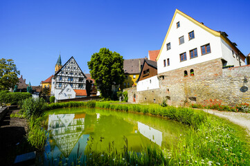 View of historic buildings in the town of Lauingen on the Danube
