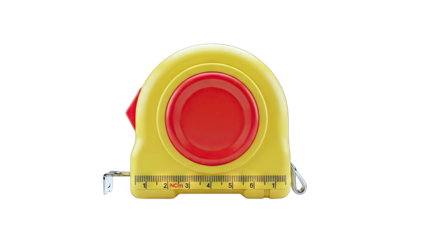 Yellow Tape Measure Measuring Distance Isolated on White