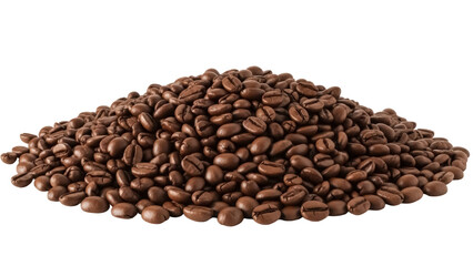 Pile of roasted coffee beans isolated PNG, aromatic ingredient for coffee drink preparation on transparent background