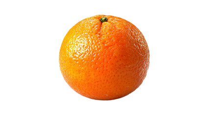 Single orange fruit on transparent background showing textured peel and vibrant color profile