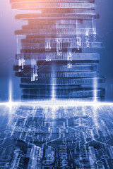 Stock market or forex trading graph and candlestick chart suitable for financial investment concept. Economy trends background for business idea and all art work design. Abstract finance background.