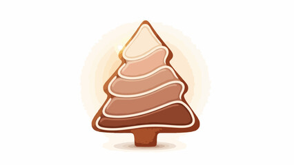 Digital illustration of a multi-colored Christmas tree cookie with white icing on a plain white background.
