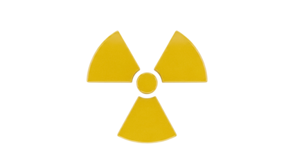 Yellow radiation symbol PNG isolated on transparent background, radioactive hazard warning sign for science and safety concepts