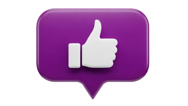 Purple like button PNG isolated on transparent background, social media thumbs up icon for website and app design