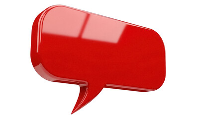 Red speech bubble PNG isolated on transparent background, communication and social media concept for graphic design and web use