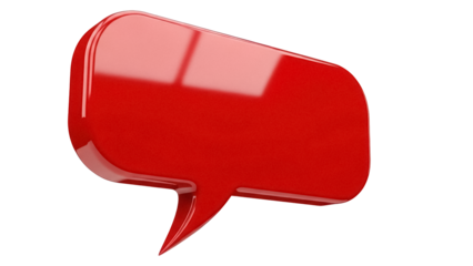 Red speech bubble PNG isolated on transparent background, communication and social media concept for graphic design and web use