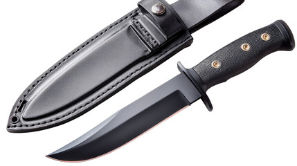 High-Quality Tactical Knife with Sheath and Smooth Black Blade