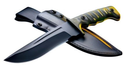 Sharp Tactical Knife on Black Leather Sheath with Grip Handle