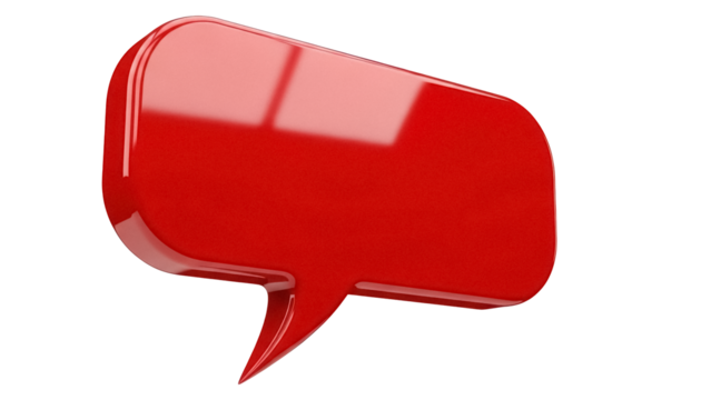 Red speech bubble PNG isolated on transparent background, communication and social media concept for graphic design and web use - Powered by Adobe