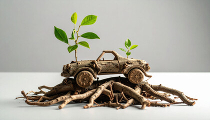 Cute Root-Car Sculpture