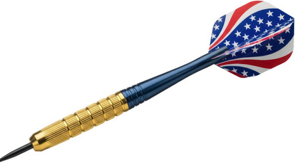 American flag dart isolated PNG, patriotic stars and stripes dart for game room decor and competitive sports