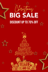 red modern Christmas sale poster design