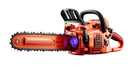 Naklejka premium Powerful Chainsaw with Bright Orange Design and Cutting Blade