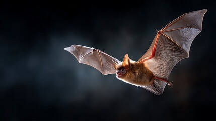 Flying Bat in Dark Night Environment.