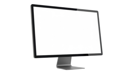 Sleek modern computer monitor PNG isolated on transparent background, desktop display for graphic design and technology mockups