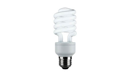 Energy-efficient compact fluorescent light bulb isolated PNG, eco-friendly lighting solution for home and office on transparent background
